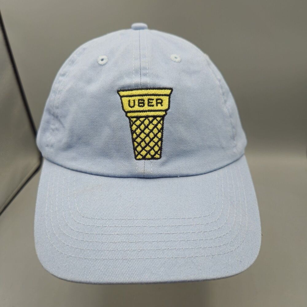Uber Hat Mens Blue Cone Embroidered Logo Adj. Hat Baseball Dad Cap Tech Swag